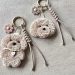 【お顔・ブラウン】わんちゃん　バッグチャーム　キーホルダー　韓国　レジン　パラコード　犬　トイプードル　マルプー