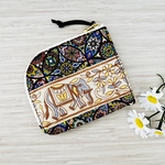 送料無料　パカっと開いて使いやすいL字ファスナー財布　コンパクト財布　ハーフウォレット　インド刺繍リボン（インド象）
