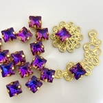 《特別増量16コ入り》6mmスクエア・ピンクAB　ガラスストーン