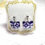 ✨新作✨切子風　猫　青色　3柄　選べる　レジン　小さい　軽い　和風ピアス