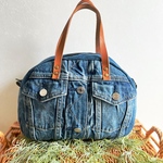 デニムリメイクボストンBag（ジージャン）夜空に月と星