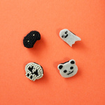 ハロウィン　刺繍　ブローチ　4個セット　お化け　ゴースト