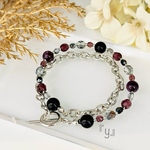 天然石使用💎Nocturne Elegance /〜夜想曲の優雅〜🖤💜オニキスとアメジストのMIXチェーンブレスレット