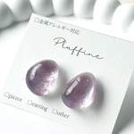 水彩ニュアンス一粒ピアス（ピンク）　※イヤリング変更可　【きらきら、クリア、つやつや、上品】