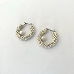 Swarovski Pearlビーズフープピアス【Silver】