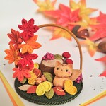 紅葉の森とりす＊ちりめんつまみ細工＊置き飾り