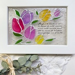 チューリップのコラージュ　ギャラリーグラス　ステンドグラス風アート　メッセージカード