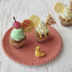 レトロ喫茶風☕︎メロンソーダとレモンスカッシュイメージのカップケーキセット🐣