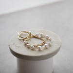 ear cuff wchain 　　　　     イヤカフ　イヤーカフ　ゴールド　チェーン　パール　2連　パール　華奢チェーン