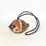鈴の音コロコロ雀さん【668羽目】木製 すずめ スズメ 野鳥 水琴鈴 根付＜銘木すずめや＞