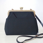 黒猫の帆布のがま口ショルダーバッグ ショルダーバッグ がま口バッグ がま口 鞄 斜め掛け 肩掛け 