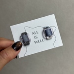 8月30日21時 発売【vintage button square. 】ヴィンテージ　クリア　ボタン　シンプル　スクエア　個性的　シルバー　ステンレス　ピンクベージュ　ALL IS WELL.