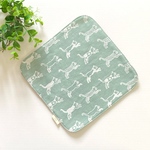 ふんわり播州織ソフト2重織×4重ガーゼハンカチ(ネコパラダイス/グリーン)　播州織　ジャガード織　