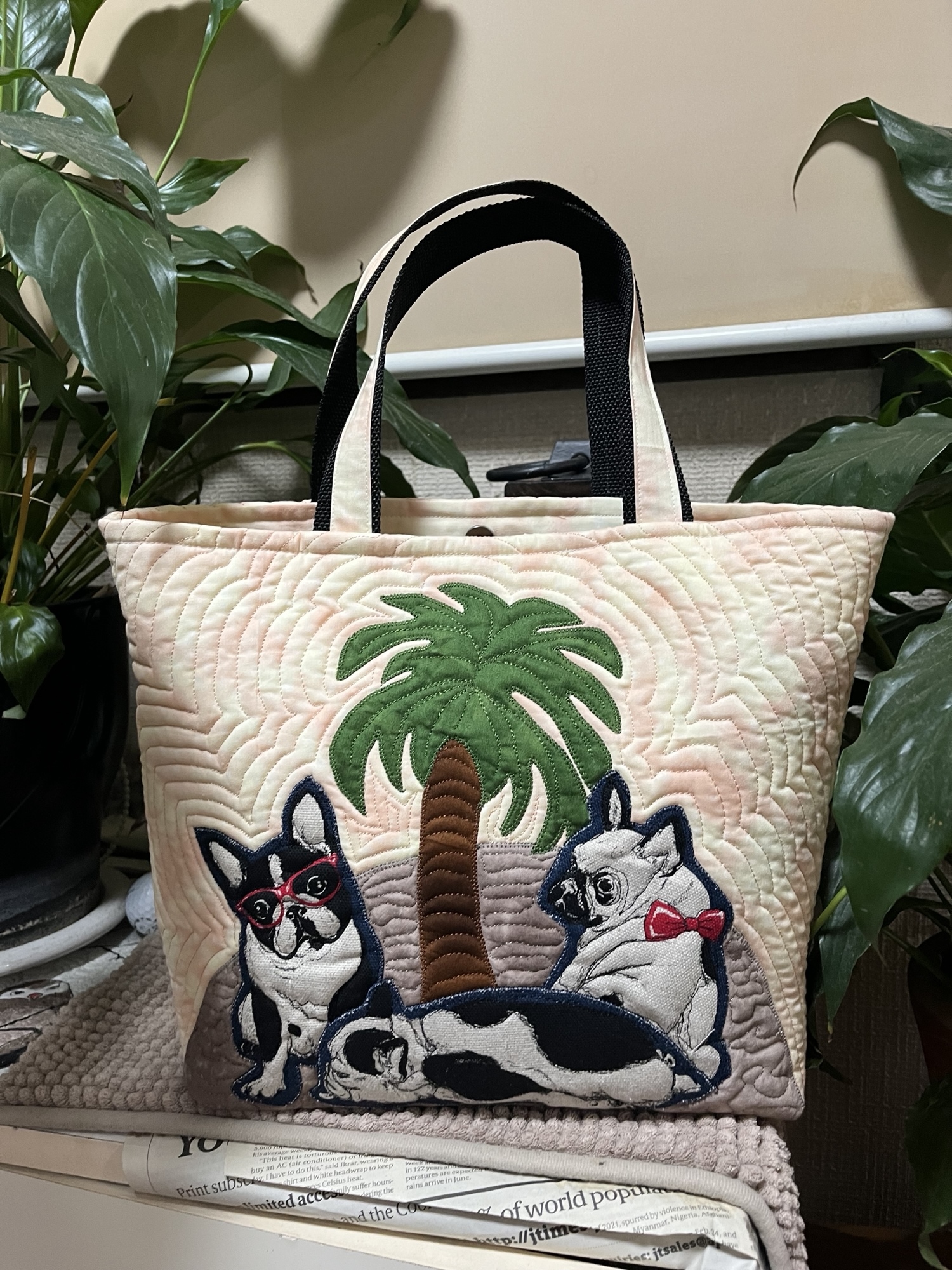 NO.217 ハワイアンキルト トートバッグ ハンドメイド ロケラニ♡ブルー ハワイアンキルト♪ハンドメイドバッグ♪ロケラニ♪トートバッグ