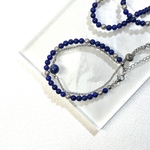 ラピスラズリ　ハイクオリティ　天然石　シルバーブレス　2連　サイズ調整可能