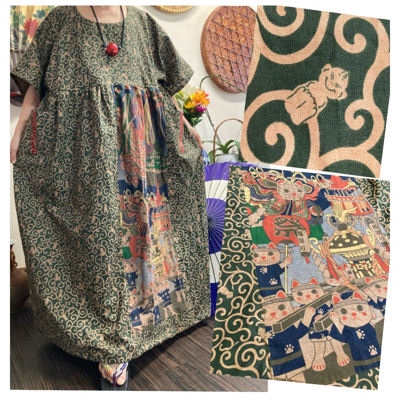 着物リメイクワンピース♪82♪総絞り♪117cm 着物リメイク ワンピース＆チュニック（2枚) 高級 総絞りの