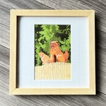 「まねっこ」オリジナル版画原画　額付き　葉書サイズ