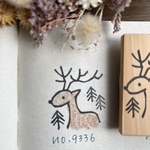スタンプ　No. 9336トナカイと木々