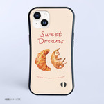 「SWEET DREAMS_猫とクロワッサン」耐衝撃グリップiPhoneケース