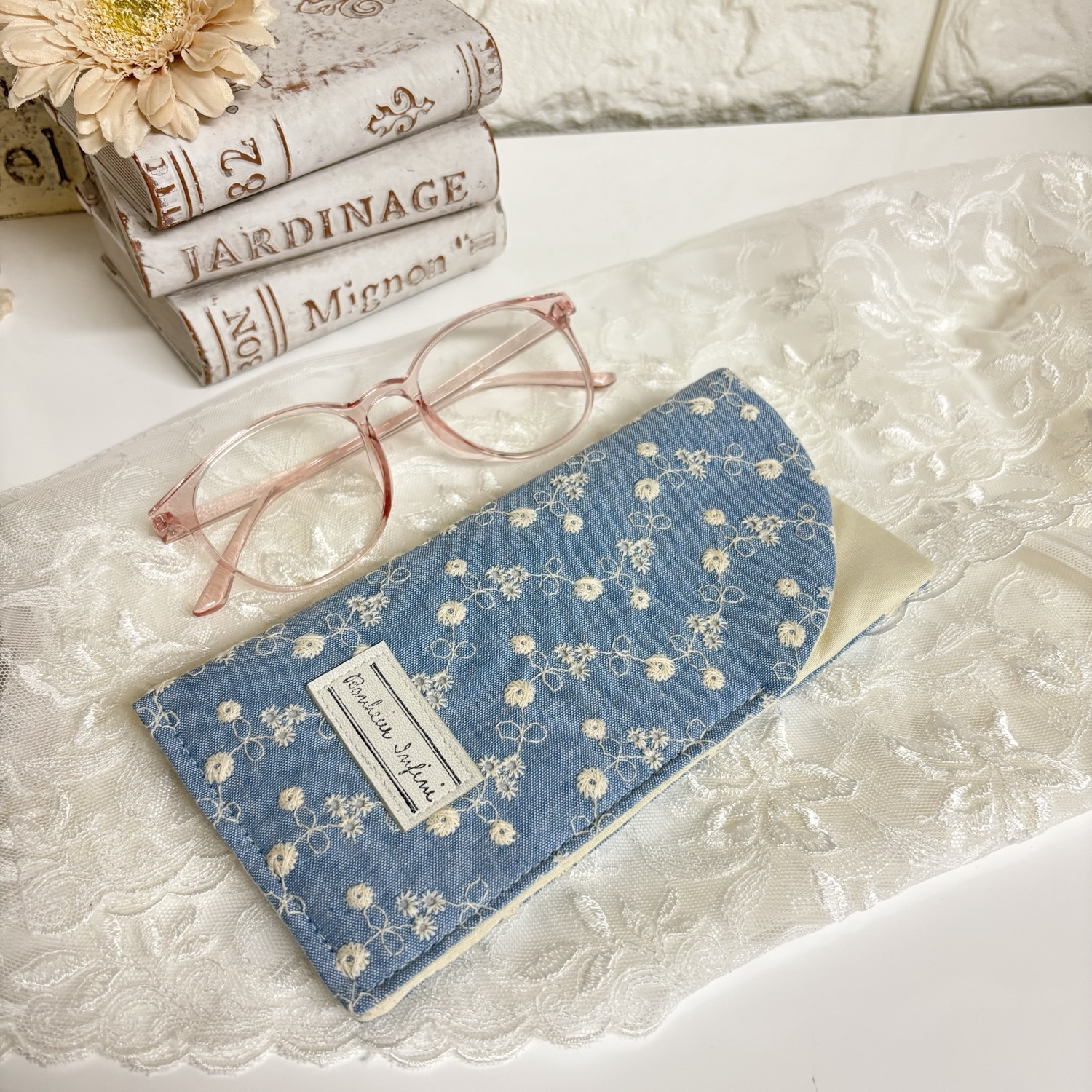 【リネン刺繍　さ。様オーダー専用ページ】マルチクロス　メガネケース リネン刺繍 さ。様オーダー専用ページ】マルチクロス メガネケース