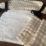 mi284様☆専用　アンジェレッテプチ　抱っこ紐　よだれカバー　ヘッドカバー　胸カバー　首回りカバー　サッキングパッド　抱っこ紐カバー　肩紐カバー　星柄　スター　ギンガムチェック　ベージュ
