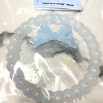 レジントレイ　小物入れ　ぽこぽこ×透明×水色リボン🩵