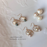 ☆ダブルパール♪フープピアス☆秋/minne_new/パール／フープピアス