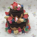 フェルトの2段フルーツチョコレートケーキ小物入れC-67誕生日