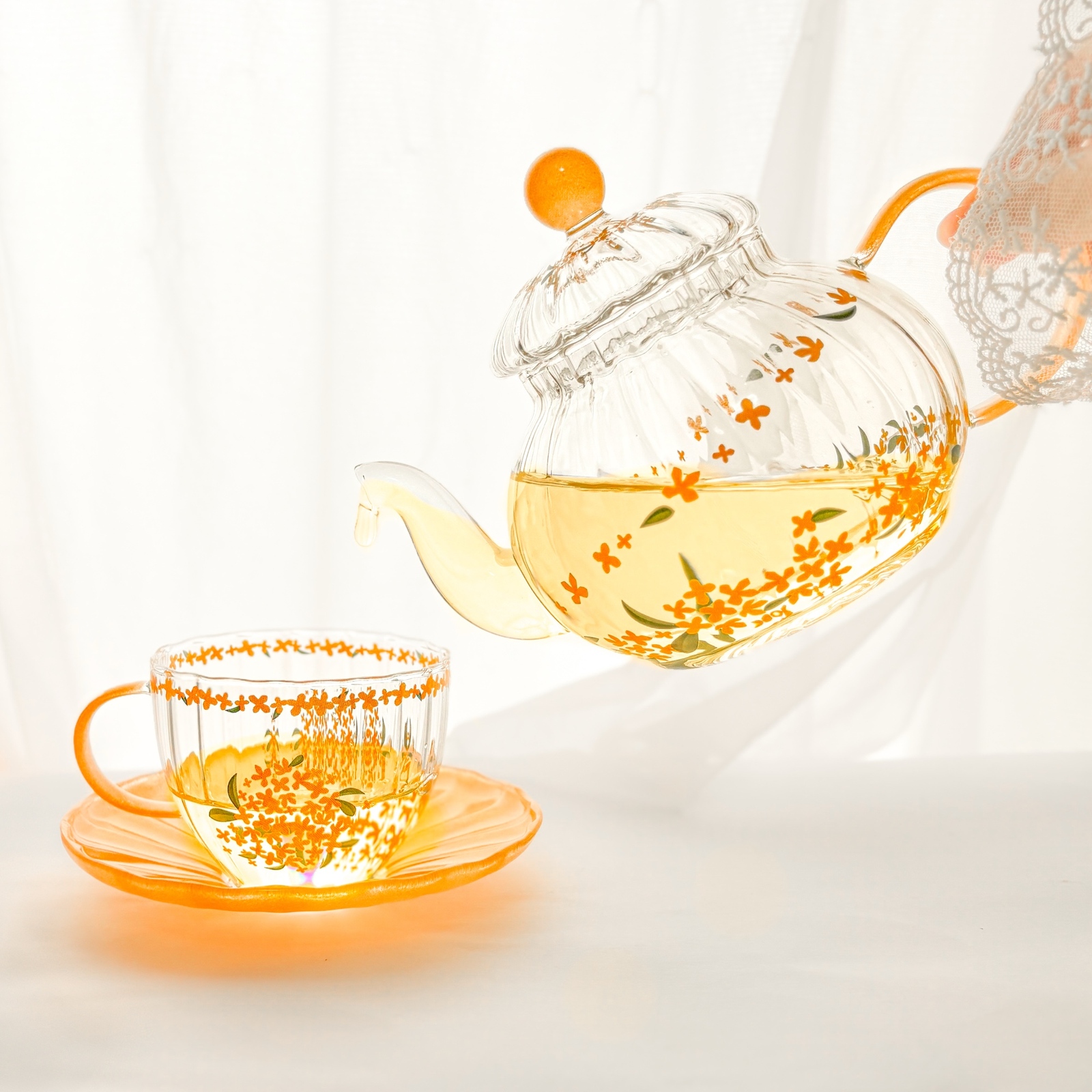 金木犀 セット品 金木犀が靡く〜耐熱ガラスのティーセット - ❤︎Blanche Neige