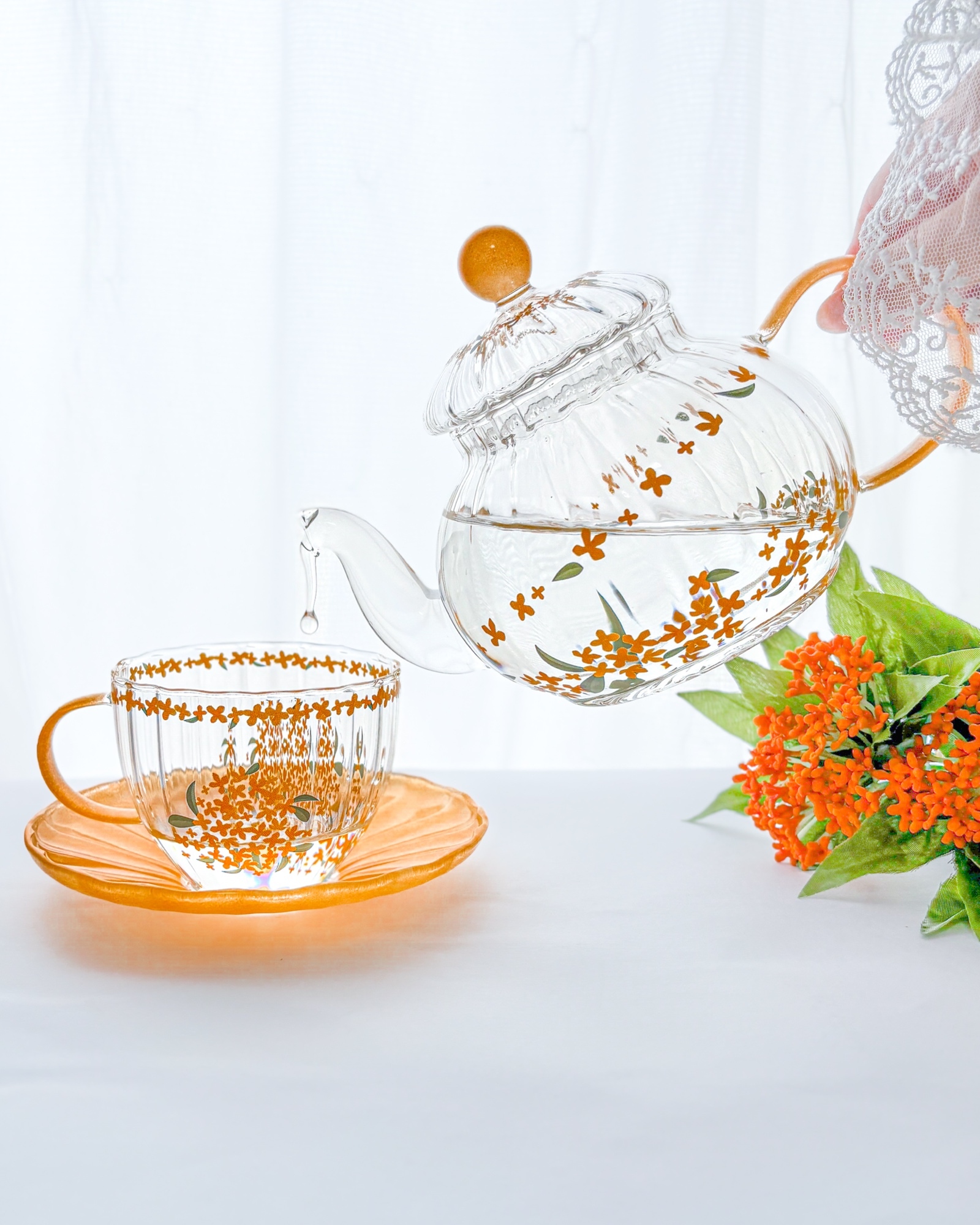 【金木犀様】専用ページです❣️ 金木犀が靡く〜耐熱ガラスのティーセット - ❤︎Blanche Neige