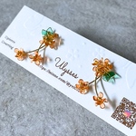 "2wayで楽しめる" 金木犀　銀木犀　ミニピアス　秋　オレンジ　白