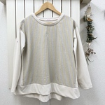 ＊ワッシャーストライプの切り替えオーバー長袖Ｔシャツ＊