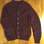 ★手編み★   メンズ　ラグランカーディガン（えんじ色）【送料込み！】Lサイズ