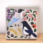 オーダー品・カラスとカササギのブックポーチ／コザクラインコの栞