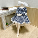 1/6ドール　スクエアネックのミニワンピ　ギンガム