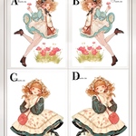chan.ce オリジナルステッカー　5種各1枚入り   　人物ステッカー　秋を感じて🍂　リス　森ガール　コスモス