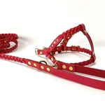 三つ編みハーネスカフェリードセット（赤）♡様専用