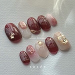 【新作】リュクスボルドー Luxe bordeaux｜ワイン こっくり レッド No.70 ネイルチップ