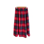 ［1点のみ］ウールのタータンチェックのフレアスカート(レッド)