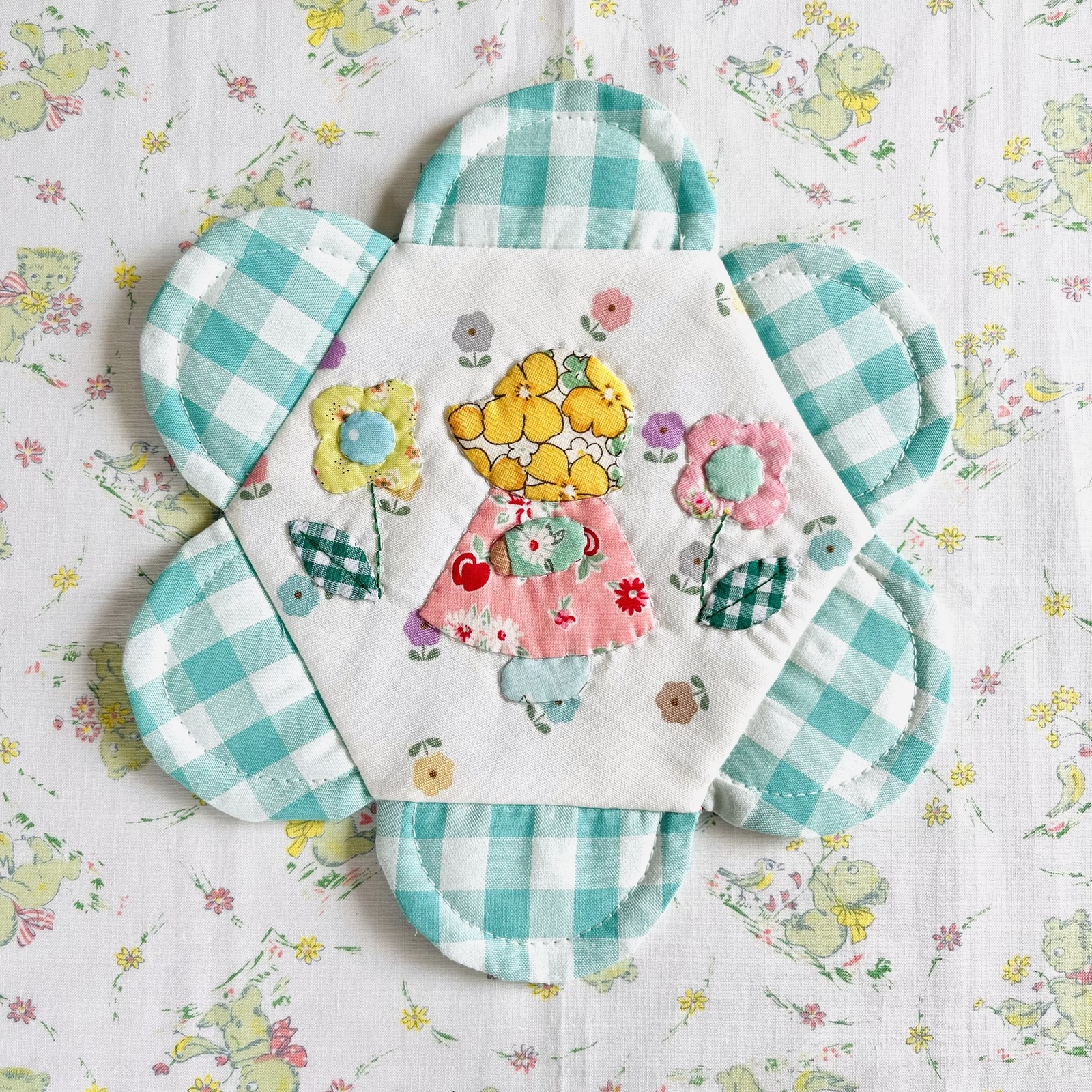 ヴィンテージ パッチワークキルト ダブルウエディングリング ジャケット ダブルウエディングリングのトートバッグ | パッチワークキット