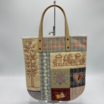 シンプル刺繍とパッチワークのトートバッグ　no1