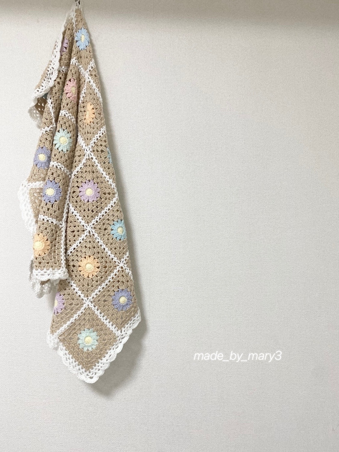 ハンドメイド　お花がたくさん　ブランケット　モチーフ　コットン 花 モチーフ ブランケットの人気通販 | minne byGMOペパボ 国内