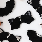 【名入れ】ハロウィン ふわふわお耳の黒猫スタイ