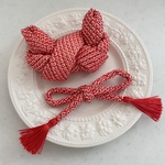 七五三　髪飾り　赤色　総絞り　かのこ&ちんころセット　リボン結びタイプ