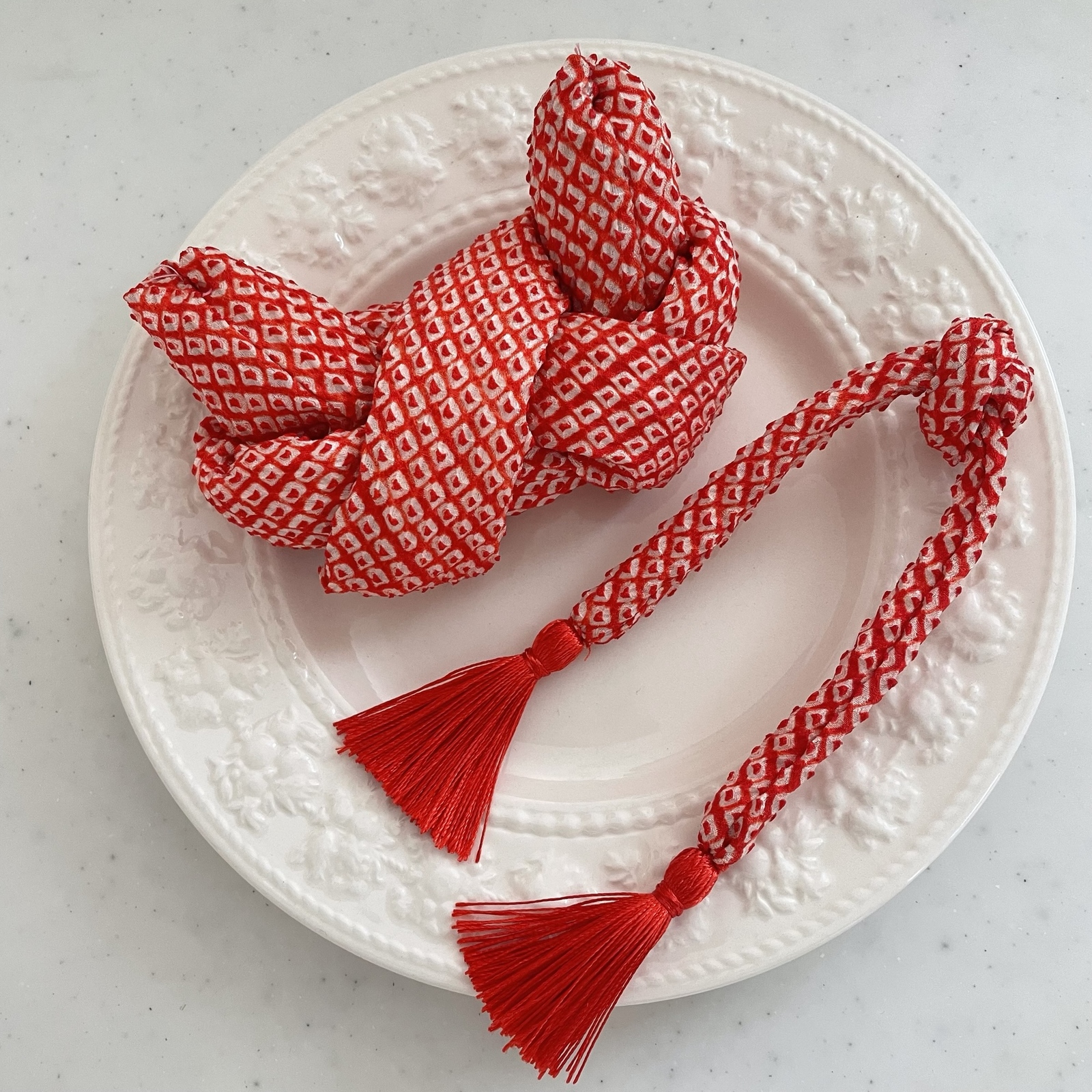 七五三 髪飾り 総絞り 深赤色 かのこ ちんころセット - NIKO | minne