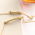 ペアにもなるゴールドブレスレットオーダーメイド刻印3.0ｍｍ角