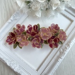 大きめバレッタ「心が安らぐ〜八重咲きカリブラコアアンティーク」　送料無料