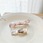 秋色カフェオレ　ヘアクリップセット　　ブラウンオレンジ