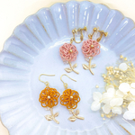 【秋色で気分もUP𓍯 】小さな一輪の水引小花ピアス・イヤリング《全5色／国産水引》金属アレルギー対応