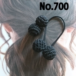 黒のニットボールヘアゴム2個セット　